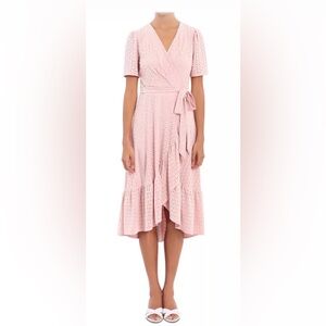 London Style Pink Asymmetrical Wrap Dress